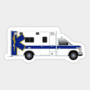 White Life Line Ambulance with Blue Star and Stripe Sticker